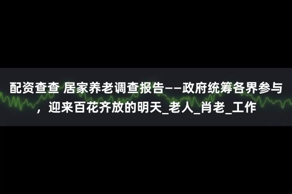 配资查查 居家养老调查报告——政府统筹各界参与，迎来百花齐放的明天_老人_肖老_工作