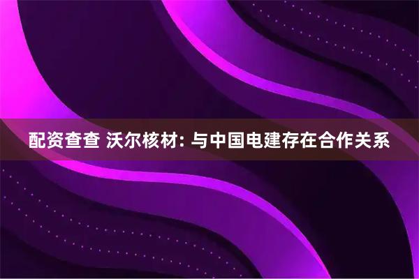 配资查查 沃尔核材: 与中国电建存在合作关系