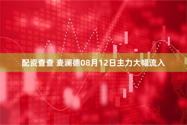配资查查 麦澜德08月12日主力大幅流入